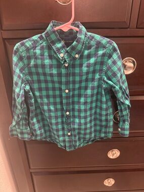 Ralph Lauren Green & Navy Check Button-Down Shirt